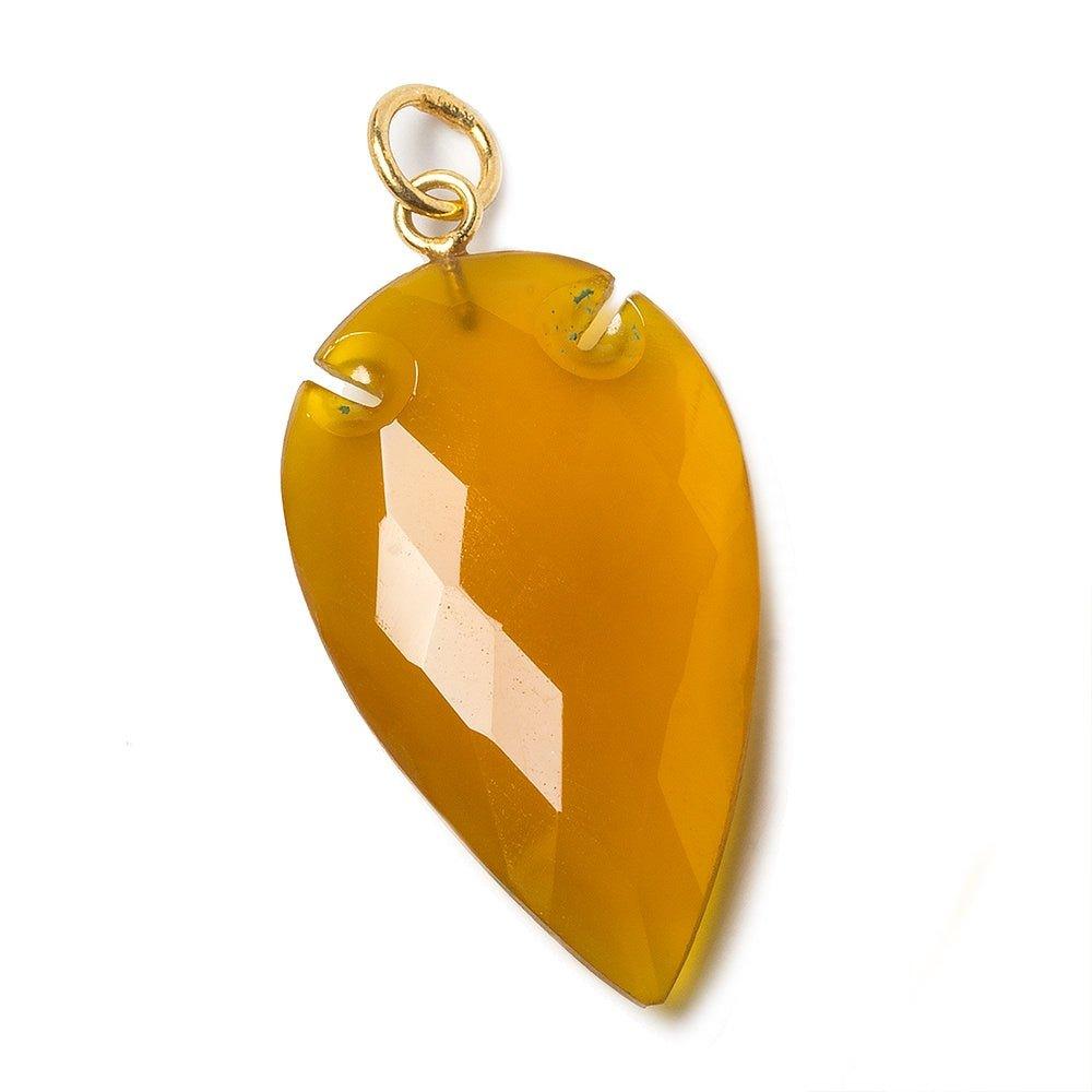 36x20mm Golden Chalcedony Faceted Arrowhead Focal Pendant 1 piece - The Bead Traders