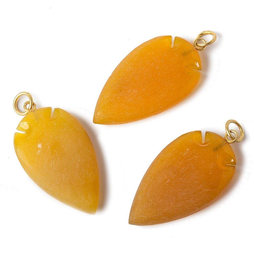 36x20mm Golden Chalcedony Matte Arrowhead Focal Pendant 1 piece - The Bead Traders