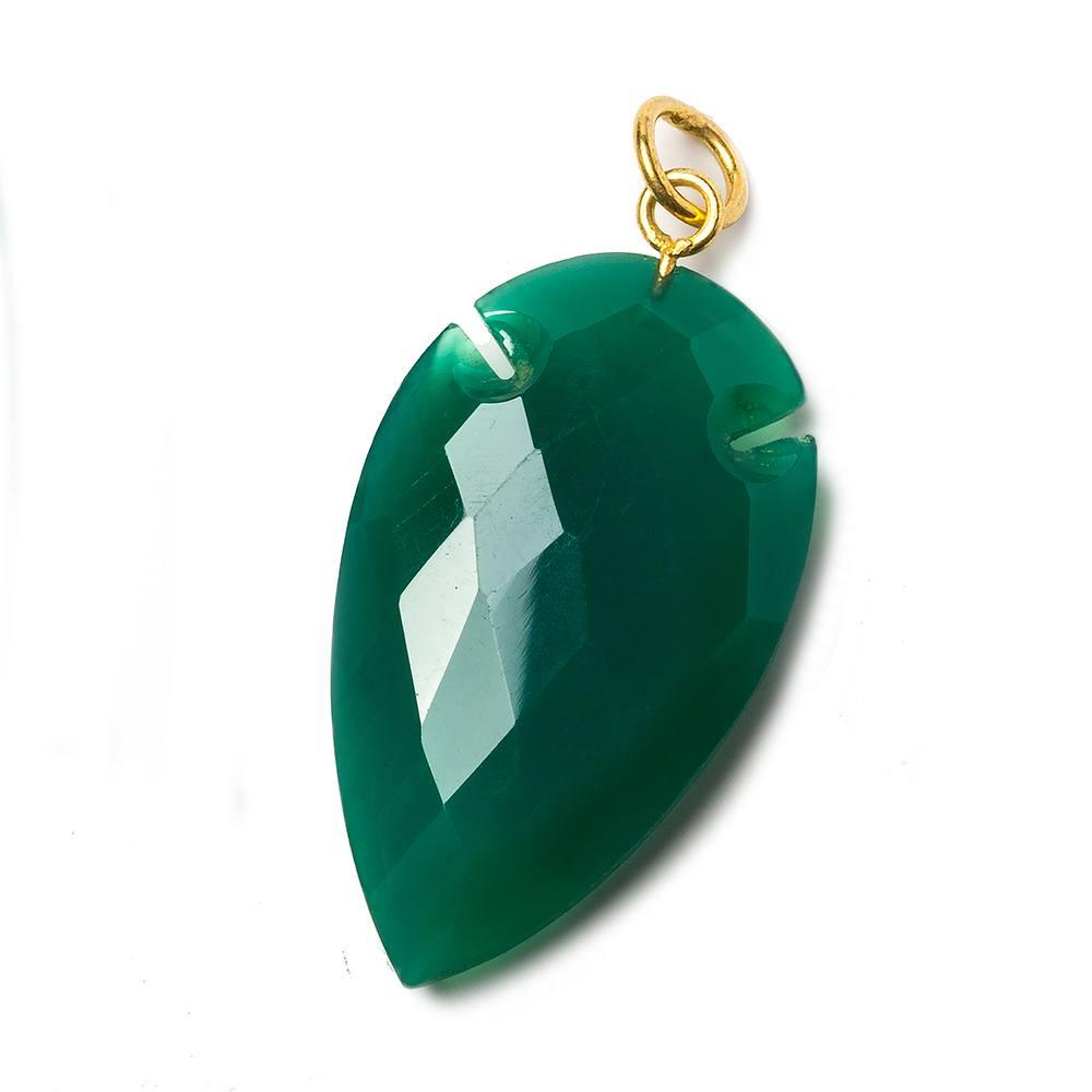 36x20mm Pine Green Onyx Faceted Arrowhead Focal Pendant 1 piece - The Bead Traders