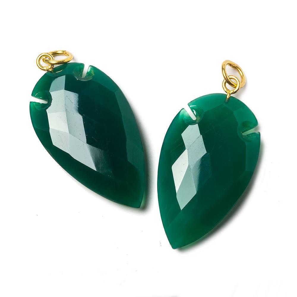 36x20mm Pine Green Onyx Faceted Arrowhead Focal Pendant 1 piece - The Bead Traders