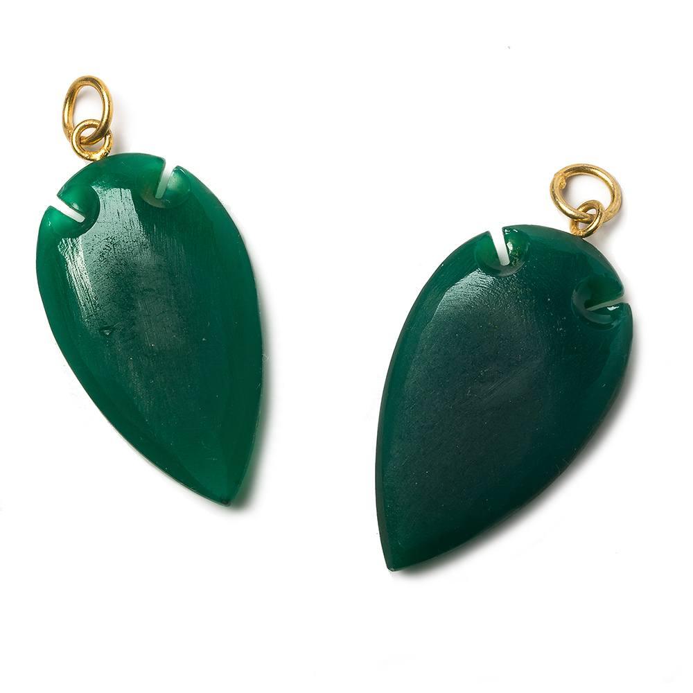 36x20mm Pine Green Onyx Matte Arrowhead Focal Pendant 1 piece - The Bead Traders