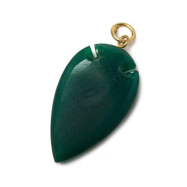 36x20mm Pine Green Onyx Matte Arrowhead Focal Pendant 1 piece