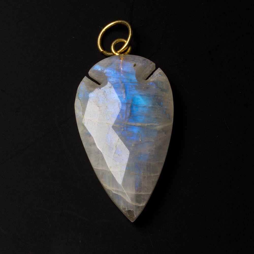 36x20mm Rainbow Moonstone Faceted Arrowhead Focal Pendant 1 piece B Grade - The Bead Traders