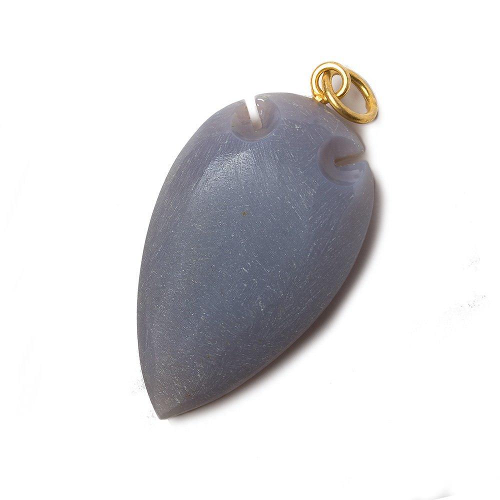 36x20mm Violet Grey Chalcedony Matte Arrowhead Focal Pendant 1 piece - The Bead Traders