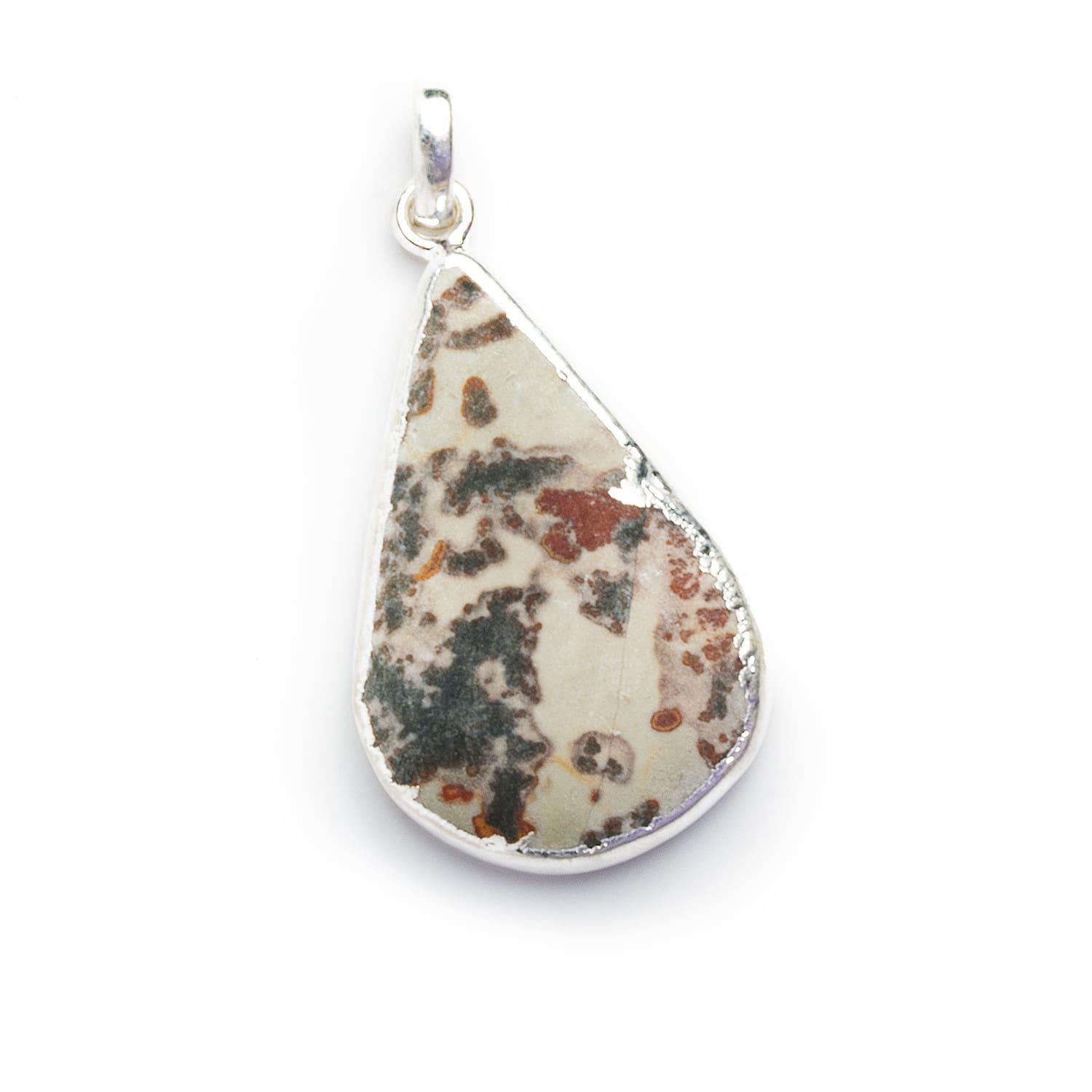 37x21mm Silver Leafed Jasper Pear Pendant 1 Piece - The Bead Traders