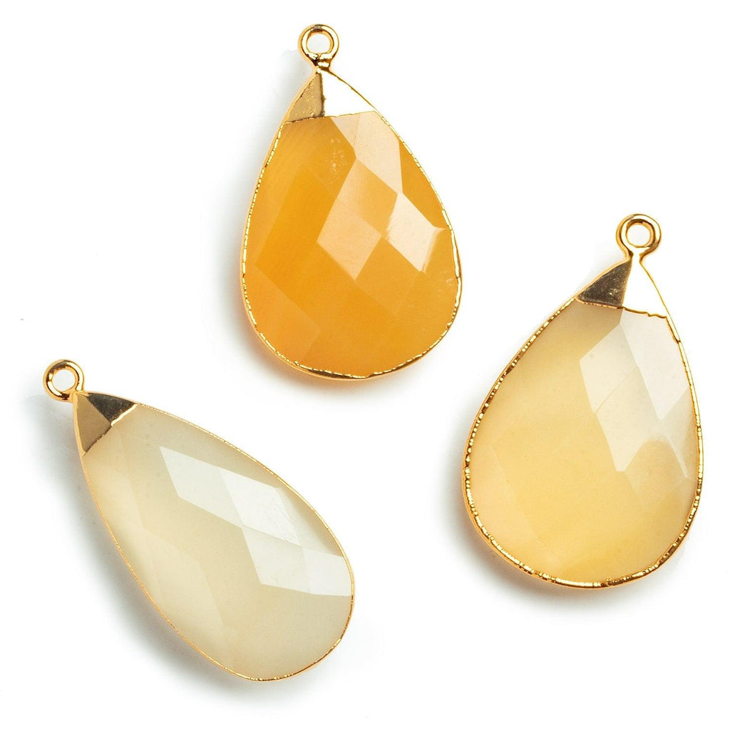 37x22mm Gold Leafed Yellow Chalcedony Pear Pendant 1 Piece - The Bead Traders
