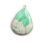 37x27mm Silver Bezeled Variscite Pear Pendant 1 bead - The Bead Traders