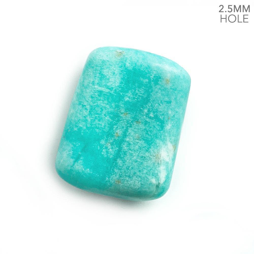 37x30-34x25mm Matte Amazonite Plain Rectangle 2.5mm Large Hole Pendant Focal Bead 1 piece - The Bead Traders