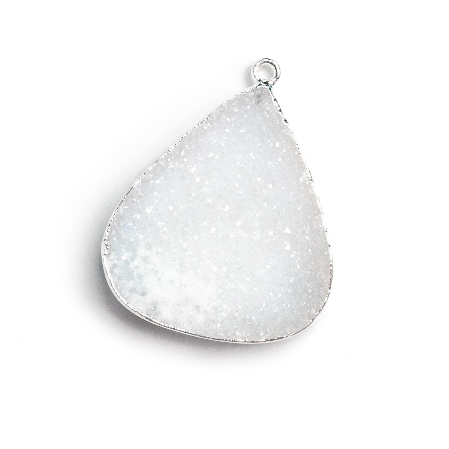 37x30mm Silver Leafed White Drusy Pendant 1 Bead - The Bead Traders