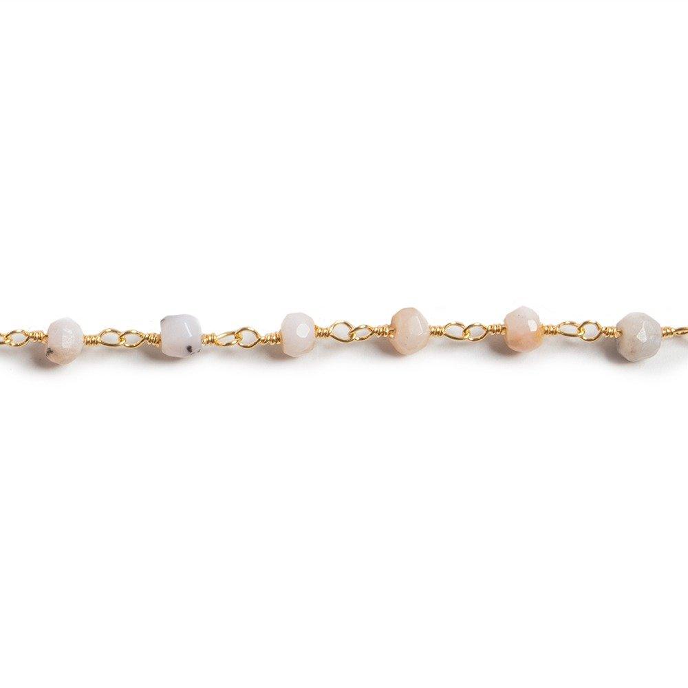 3.8mm Pink Peru Opal faceted rondelle Gold plated Chain by the foot 35 pieces - The Bead Traders
