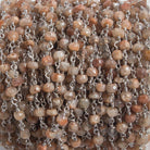 3.8mm Sunstone faceted rondelle Silver plated Chain by the foot 35 pieces - The Bead Traders