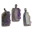 38x20mm Black Gold Leafed Amethyst Drusy Slice Pendant focal bead 1 piece - The Bead Traders