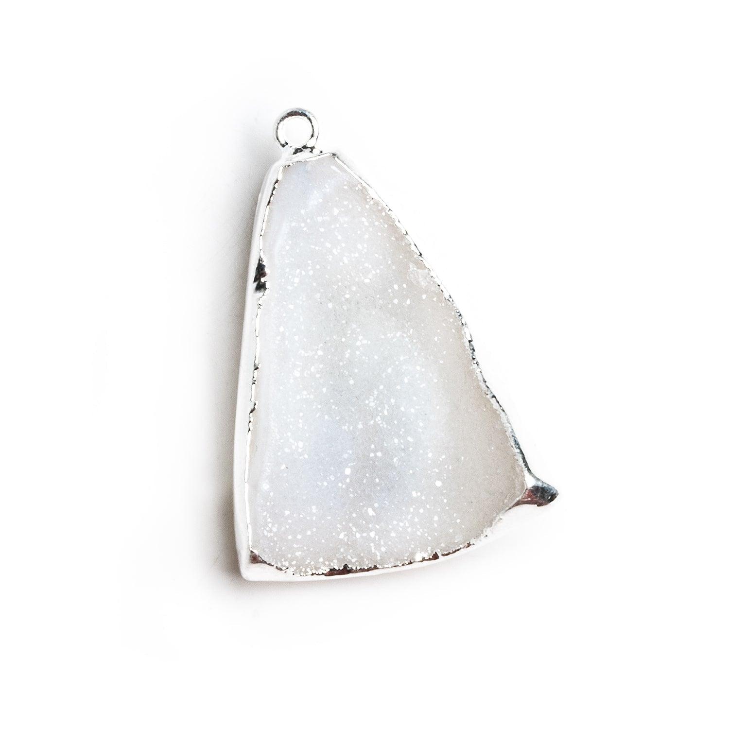 38x27mm Silver Leafed White Drusy Pendant 1 Bead - The Bead Traders