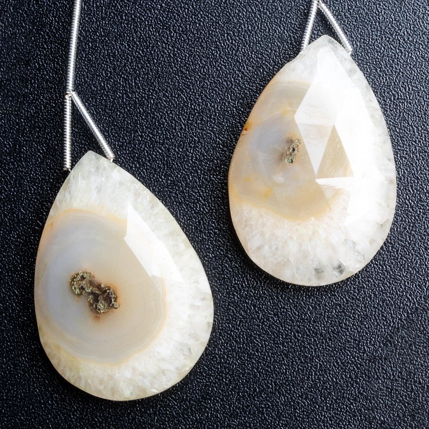 38x27mm Solar Quartz Faceted Pear Focals 2 Beads - The Bead Traders
