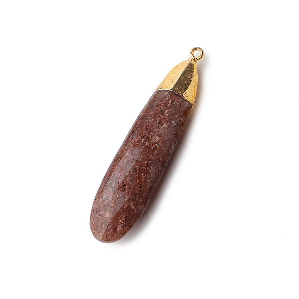 39x10mm Gold Leafed Ferrous Quartz Pear Pendant 1 piece