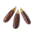 39x10mm Gold Leafed Ferrous Quartz Pear Pendant 1 piece - The Bead Traders