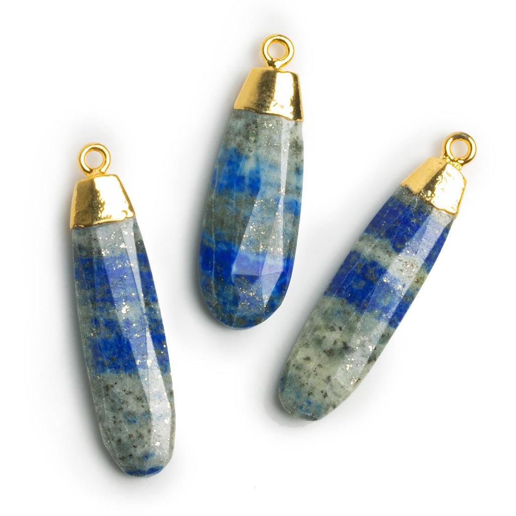 39x11mm Gold Leafed Lapis Lazui Pear Pendant 1 Bead - The Bead Traders