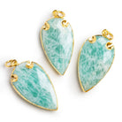 39x20mm Gold Leafed Amazonite Arrowhead Pendant 1 Bead - The Bead Traders