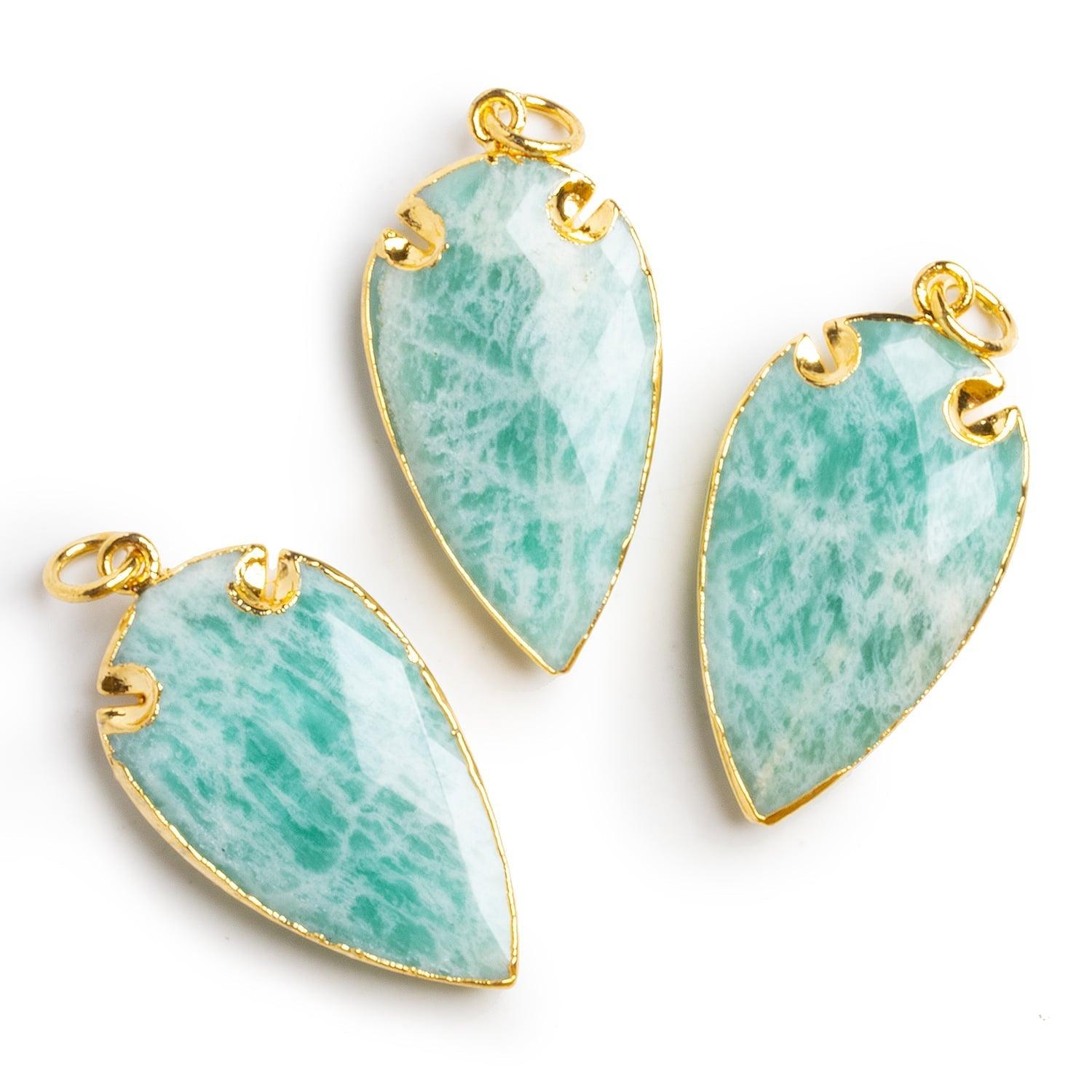 39x20mm Gold Leafed Amazonite Arrowhead Pendant 1 Bead - The Bead Traders