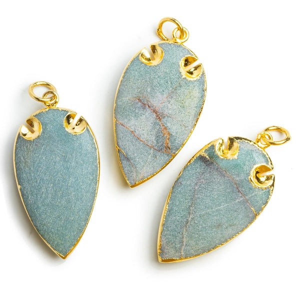 39x20mm Gold Leafed Azurite Arrowhead Pendant 1 Bead