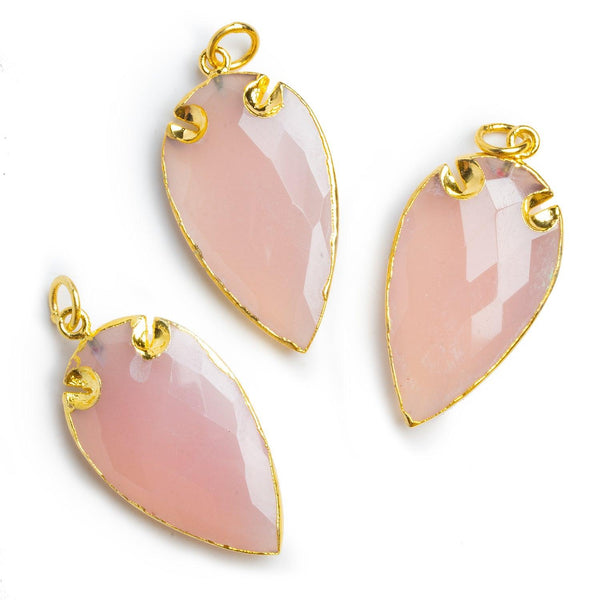39x20mm Gold Leafed Pink Chalcedony Arrowhead Pendant 1 Bead