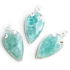 39x20mm Silver Leafed Amazonite Arrowhead Pendant 1 Bead - The Bead Traders