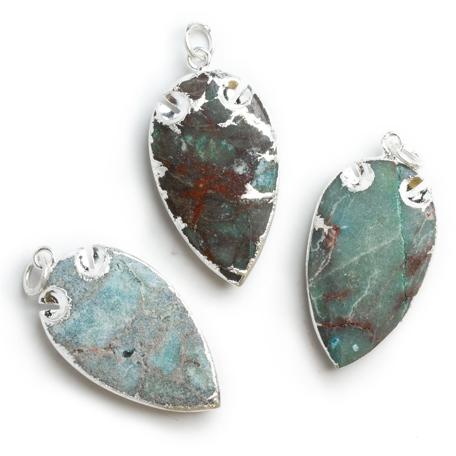 39x20mm Silver Leafed Azurite Arrowhead Pendant 1 Bead - The Bead Traders