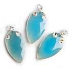 39x20mm Silver Leafed Blue Chalcedony Arrowhead Pendant 1 Bead - The Bead Traders