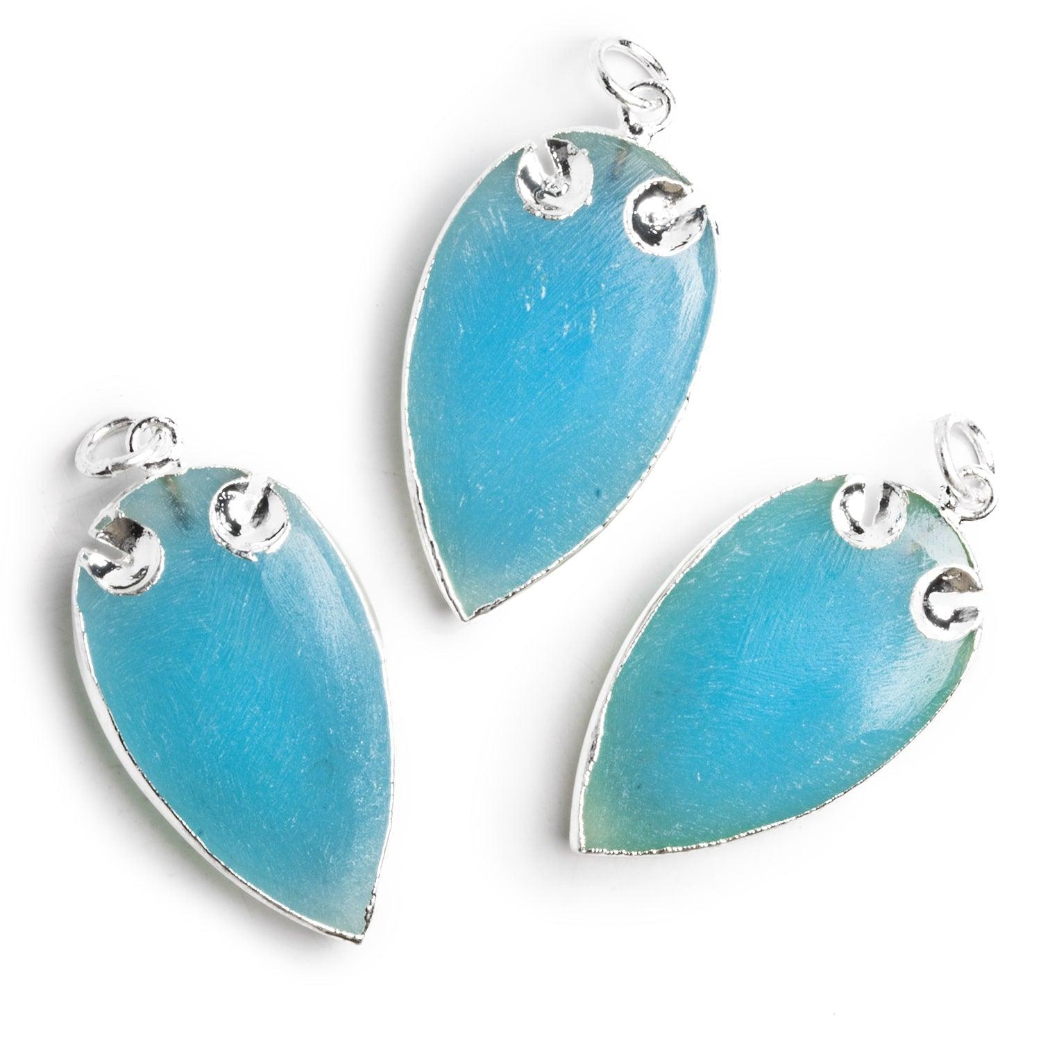 39x20mm Silver Leafed Matte Blue Chalcedony Arrowhead Pendant 1 Bead - The Bead Traders