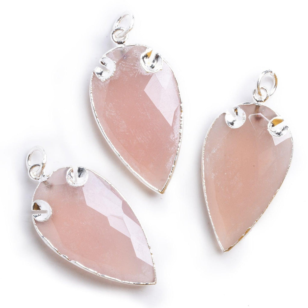 39x20mm Silver Leafed Pink Chalcedony Arrowhead Pendant 1 Bead - The Bead Traders