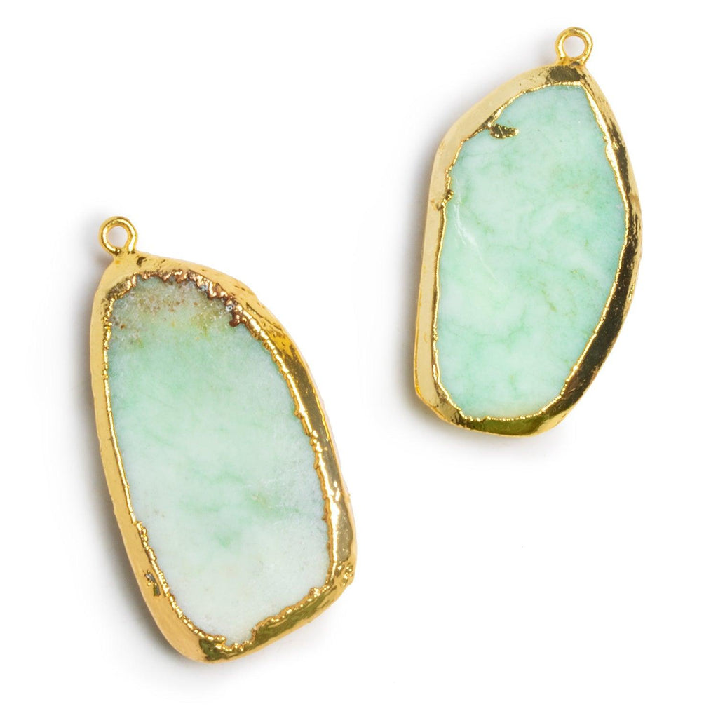 39x21mm Gold Leafed Chrysoprase Pendants - Lot of 2 - The Bead Traders
