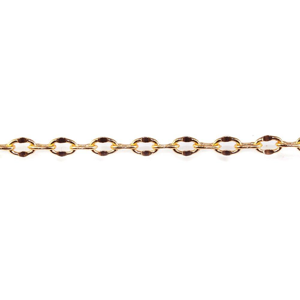 3mm 22kt Gold plated Divot Oval Chain sold by the foot - The Bead Traders