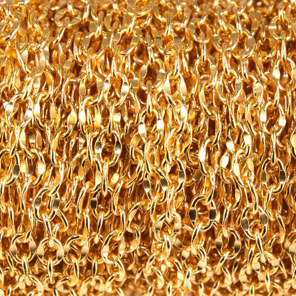 3mm 22kt Gold plated Divot Oval Chain sold by the foot - The Bead Traders