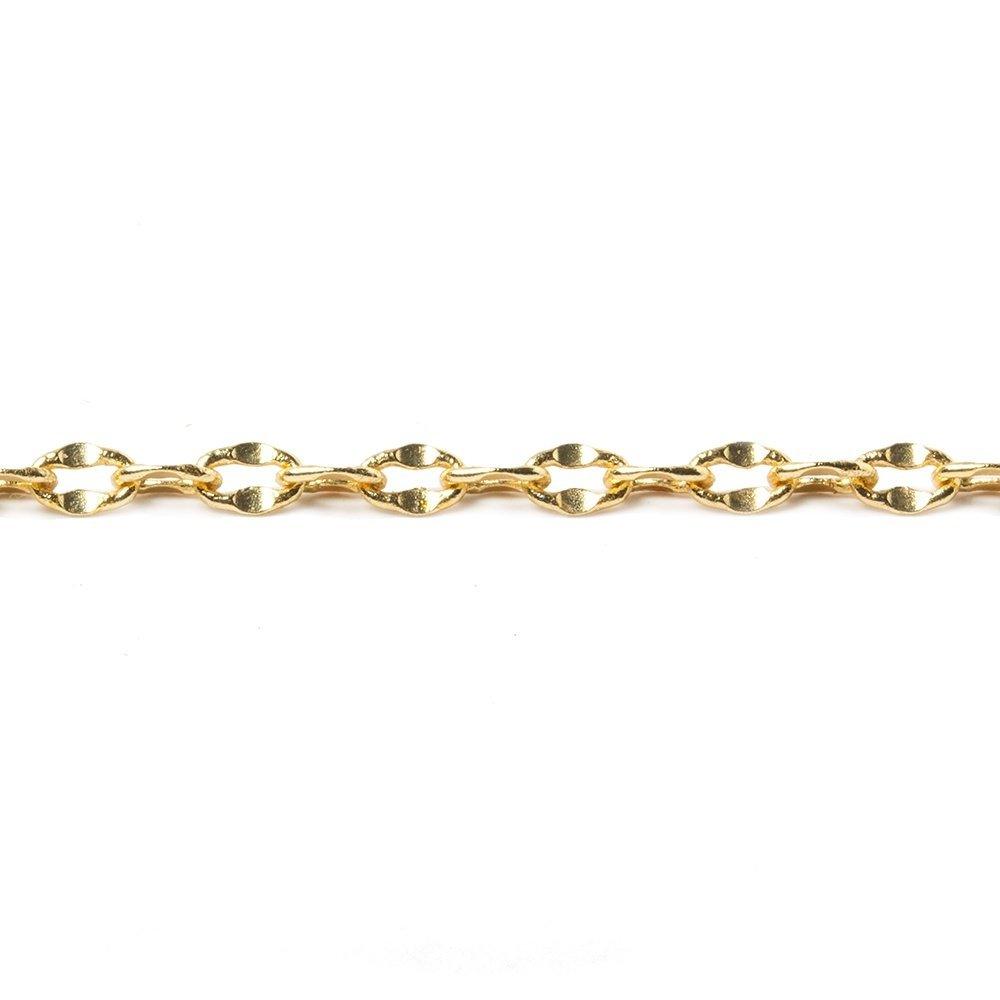 3mm 22kt Gold plated Divot Oval Link Chain by the Foot - The Bead Traders