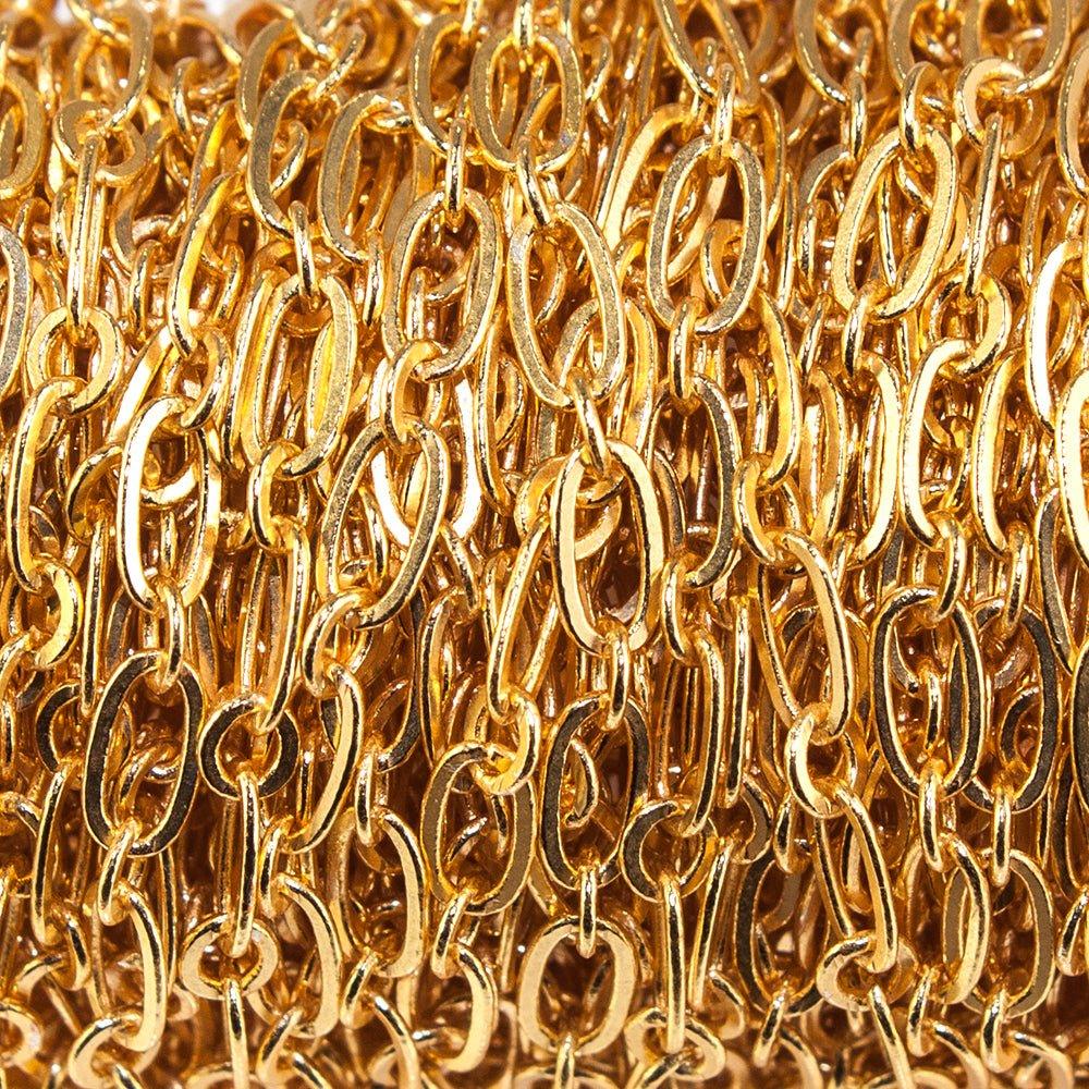 3mm 22kt Gold plated Drawn Oval & Link Chain sold by the foot - The Bead Traders