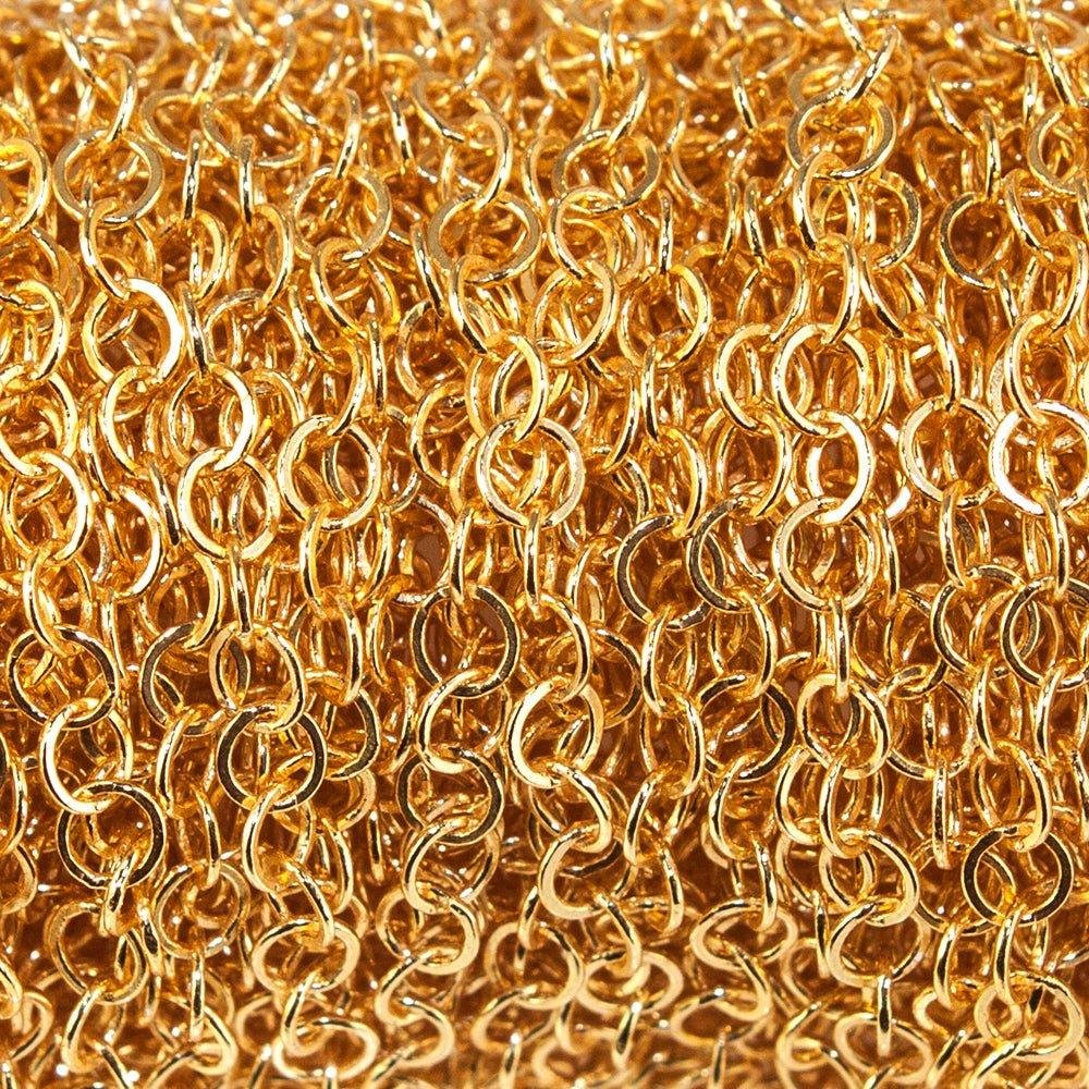 3mm 22kt Gold plated Flat Round Link Chain sold by the foot - The Bead Traders