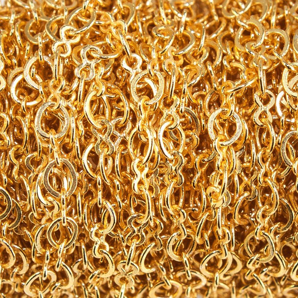 3mm 22kt Gold plated Oval and Bowtie Link Chain sold by the foot - The Bead Traders