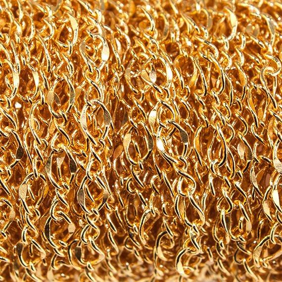 3mm 22kt Gold plated Oval and Twist Link Chain by the Foot - The Bead Traders