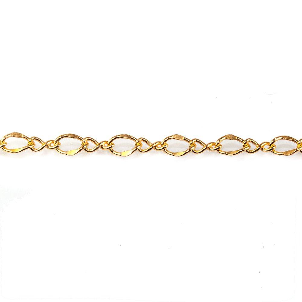 3mm 22kt Gold plated Oval and Twist Link Chain sold by the foot - The Bead Traders