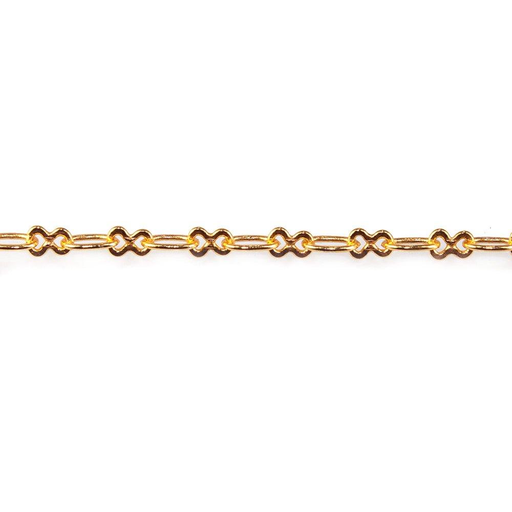 3mm 22kt Gold plated Roval and Bowtie Link Chain sold by the foot - The Bead Traders