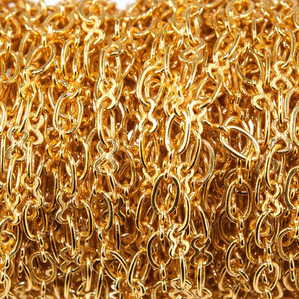 3mm 22kt Gold plated Roval and Bowtie Link Chain sold by the foot - The Bead Traders