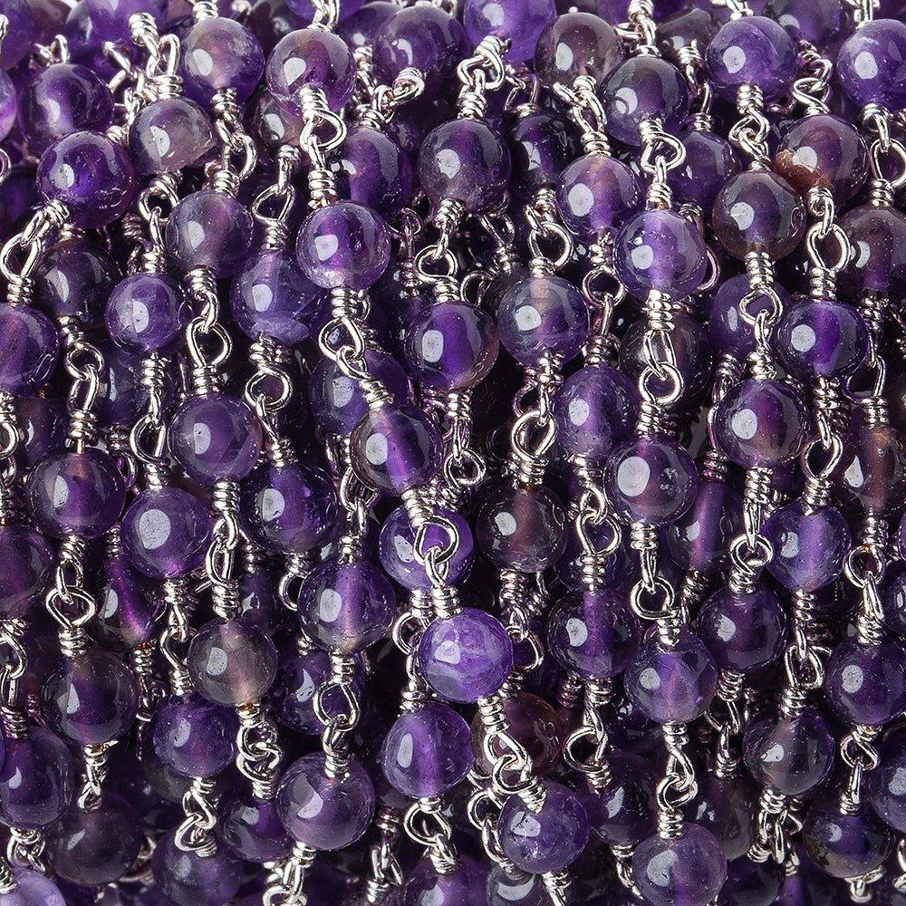 3mm-4.5mm Amethyst Plain Round Silver plated Chain by the foot 30 pieces - The Bead Traders