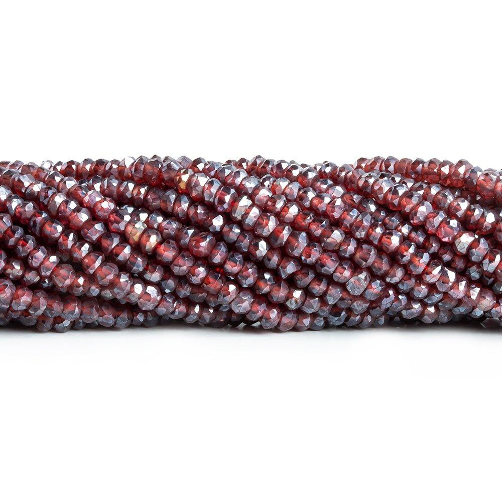 3mm-4mm Metallic Garnet Faceted Rondelle Beads 13 inch 155 pieces - The Bead Traders