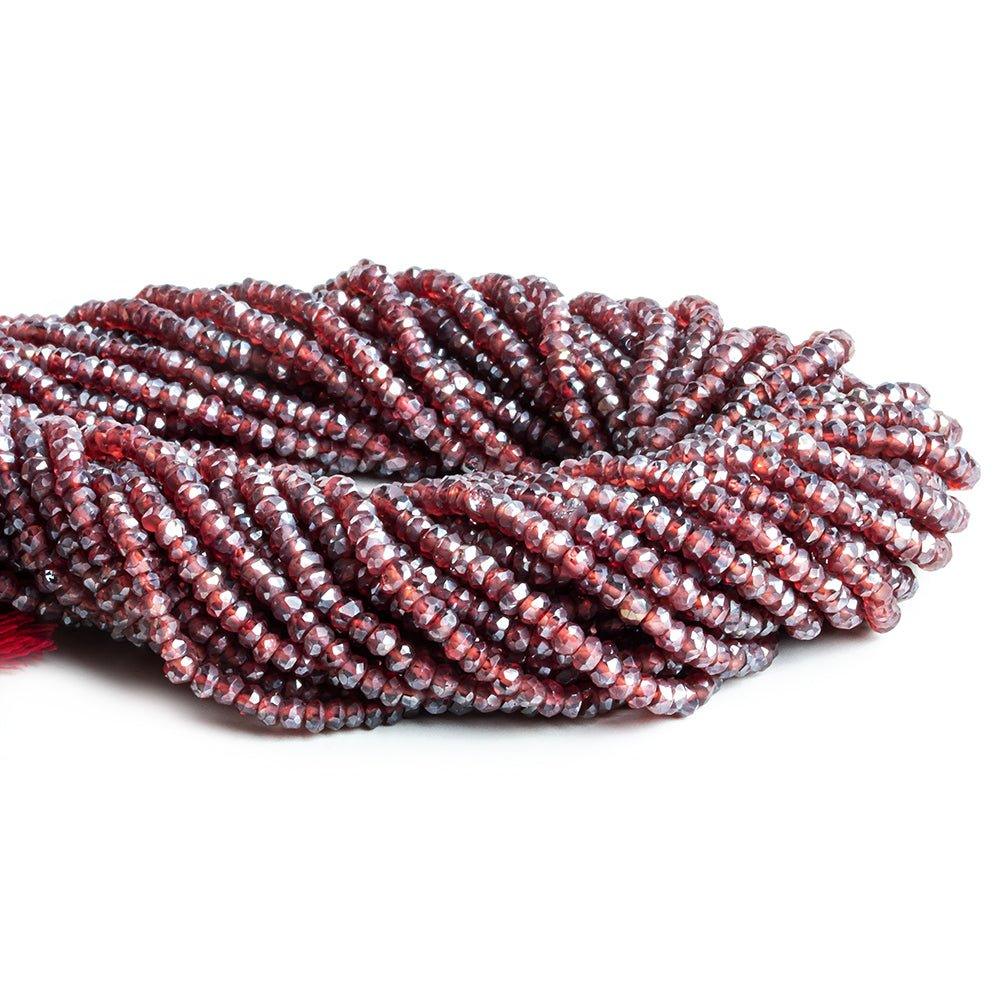 3mm-4mm Metallic Garnet Faceted Rondelle Beads 13 inch 155 pieces - The Bead Traders