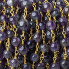 3mm-5mm Amethyst Plain Round Gold plated Chain by the foot 26 pieces - The Bead Traders