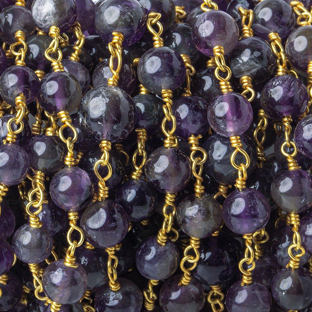 3mm-5mm Amethyst Plain Round Gold plated Chain by the foot 26 pieces - The Bead Traders