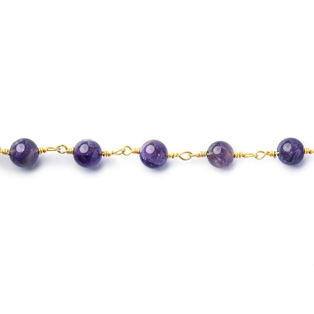 3mm-5mm Amethyst Plain Round Gold plated Chain by the foot 26 pieces - The Bead Traders