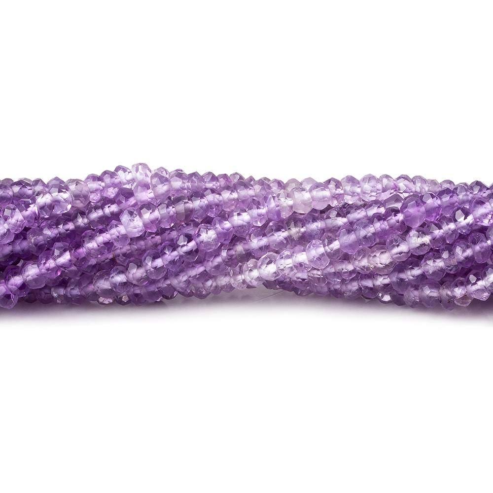 3mm Amethyst faceted rondelle beads 13.5 inch 110 pieces - The Bead Traders