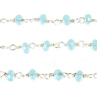 3mm Aqua Blue Glass faceted rondelle Silver Chain by the foot - The Bead Traders