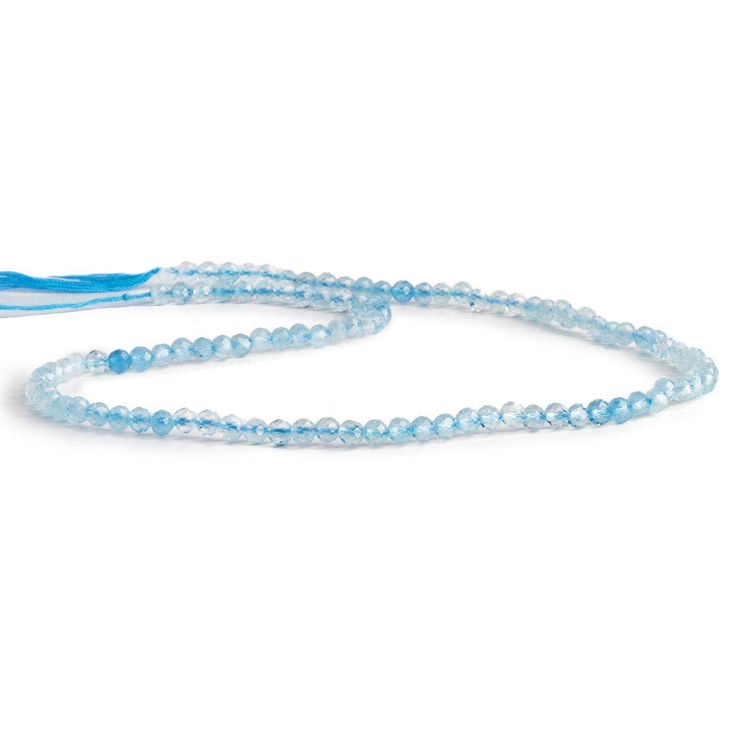 3mm Aquamarine Microfaceted Round Beads 12 inch 105 pieces - The Bead Traders